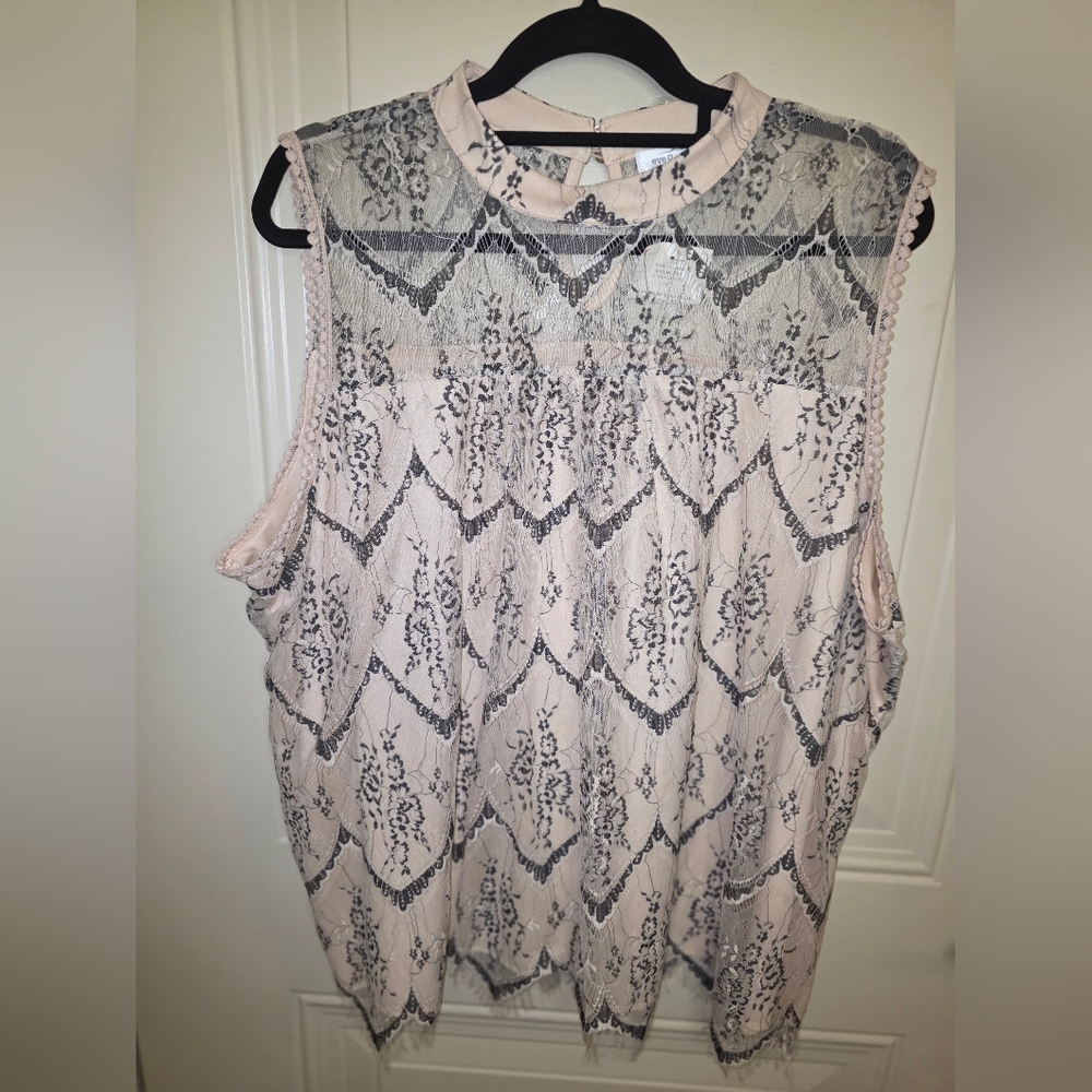 Lace Sleeveless Top -‎ Light Pink/blush 3x
